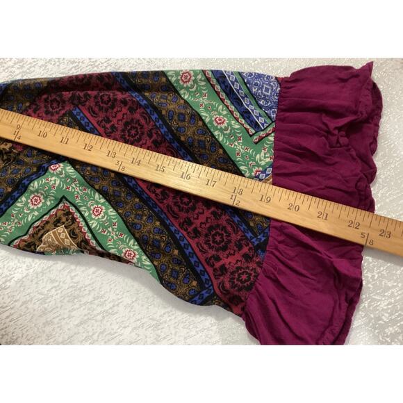 Entro women's boho-style peasant blouse v-neck bell sleeves size L magenta - Picture 9 of 9